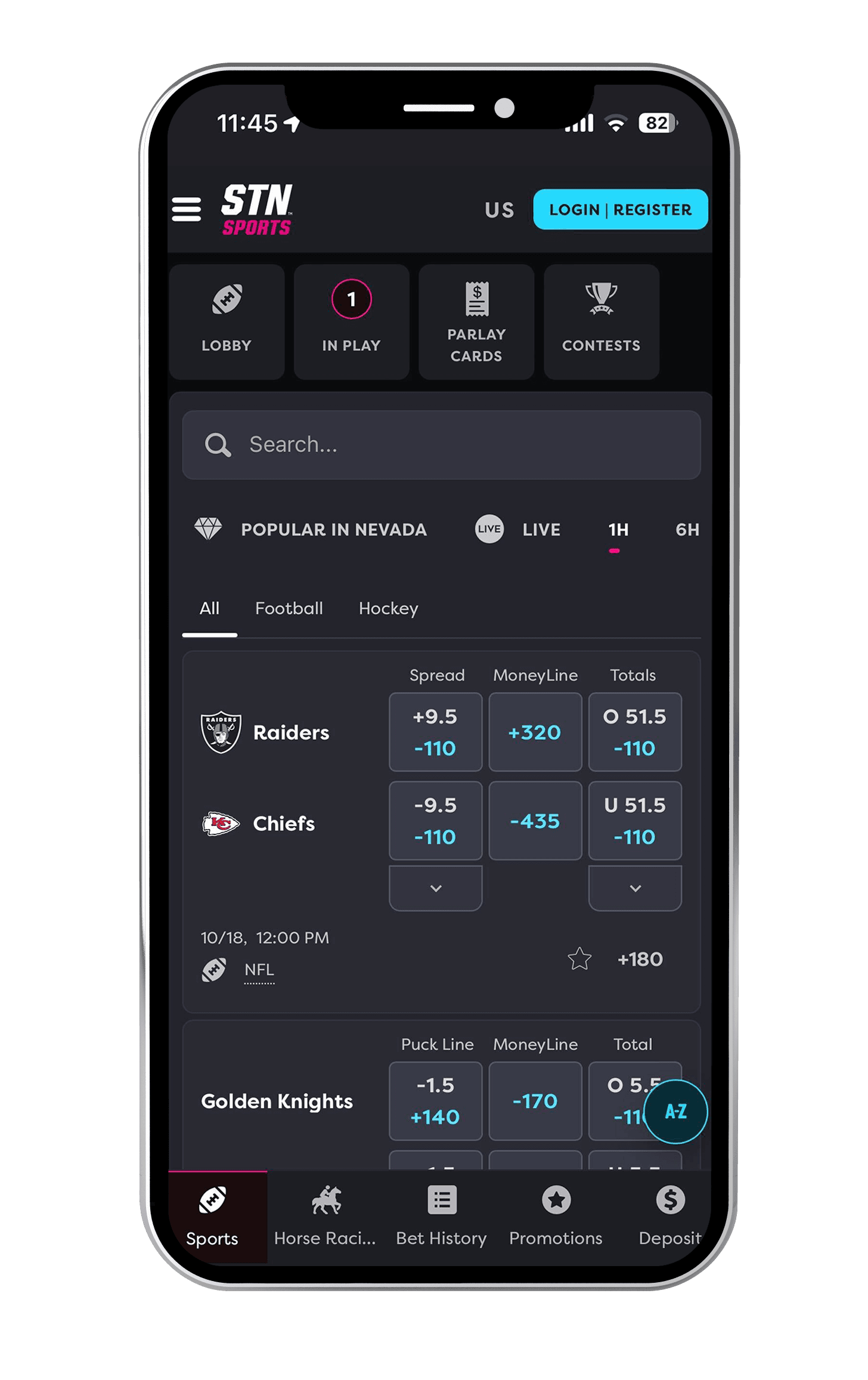 Football Betting Screen STN Sports App Football Betting Screen