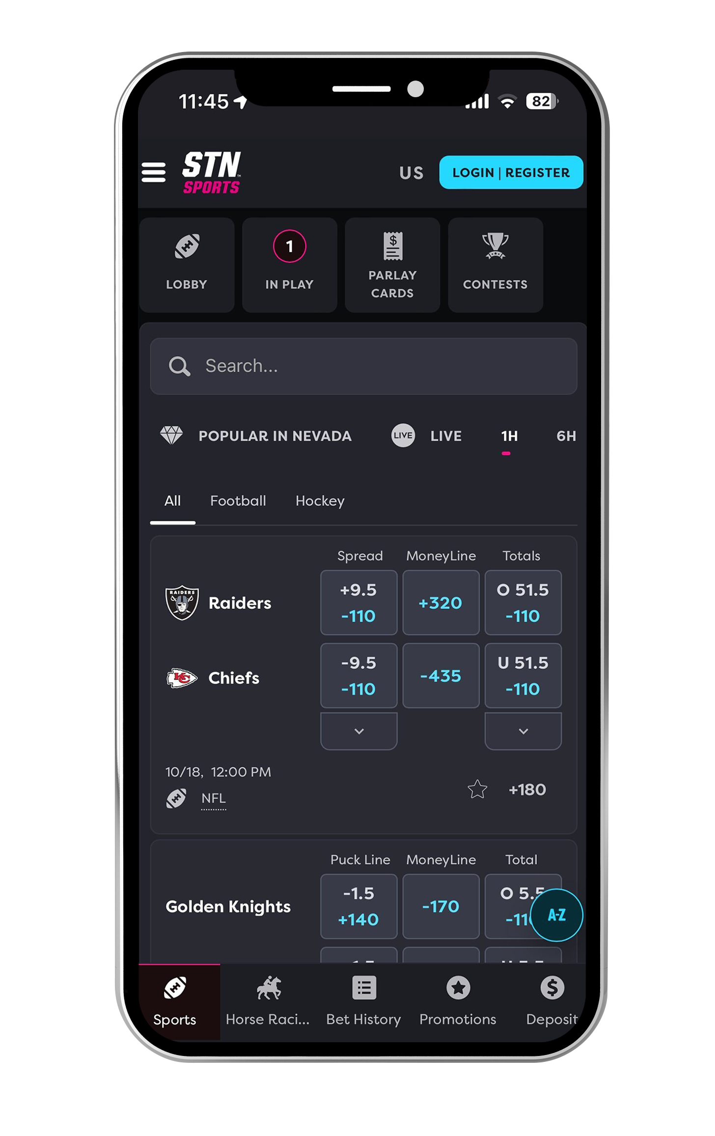 Football Betting Screen STN Sports App Football Betting Screen